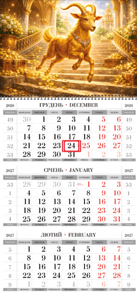 Квартальные календари на одну пружину с тиграми оптом и в розницу 2027