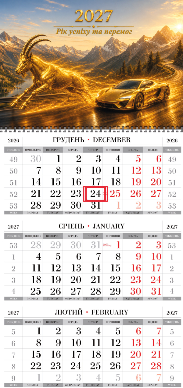 КВАРТАЛЬНЫЙ КАЛЕНДАРЬ "Суперэконом" Год Козы 08 НА 2027 ГОД